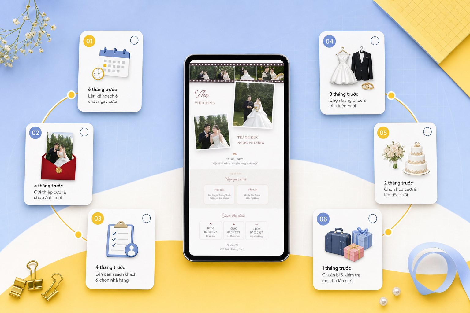 Cặp đôi Việt trong ngày cưới minh họa checklist chuẩn bị đám cưới